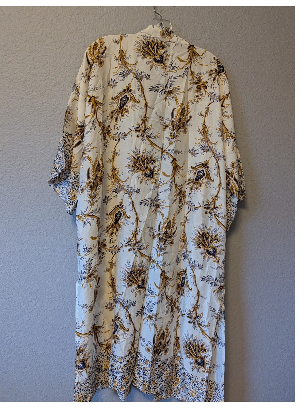 NWT Justin & Taylor White Floral Kimono with Brown Navy Accents Swimsuit Coverup - Picture 4 of 8